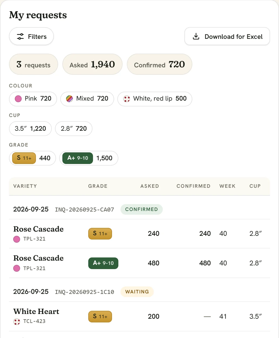 Your history, ready for Excel